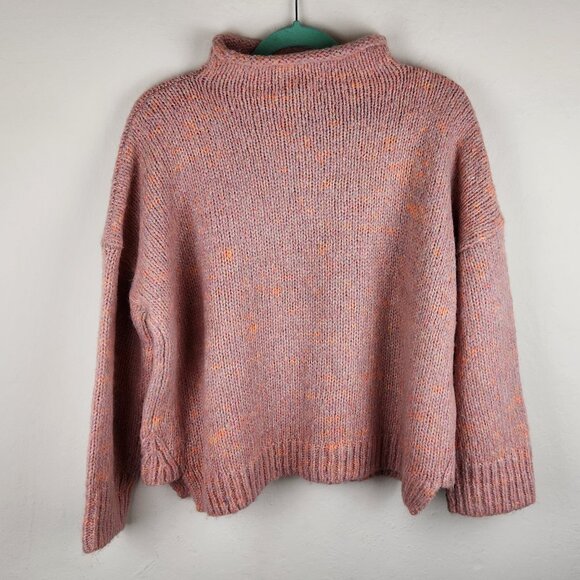 NWT Madewell Varina Wool Alpaca Blend Mockneck Sweater in Marled Cottoncandy M - Picture 4 of 13